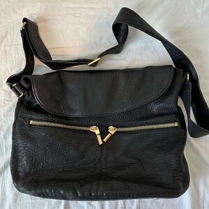 Elizabeth and James Black Leather shoulder Crossbody bag